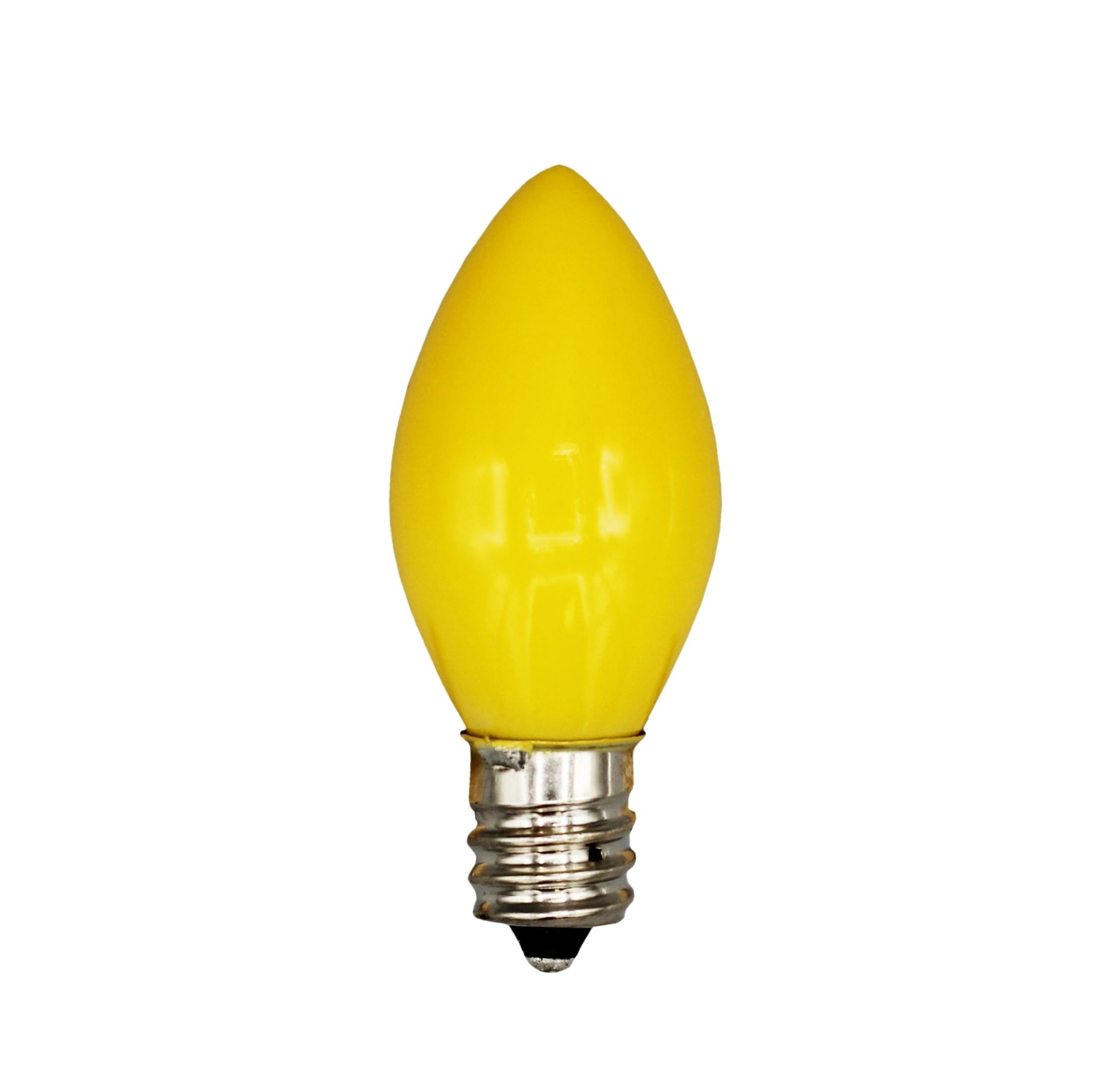 BOX OF 25 NIGHT LIGHT CANDLE LAMP BULBS -5 watt, C7, -OPAQUE YELLOW
