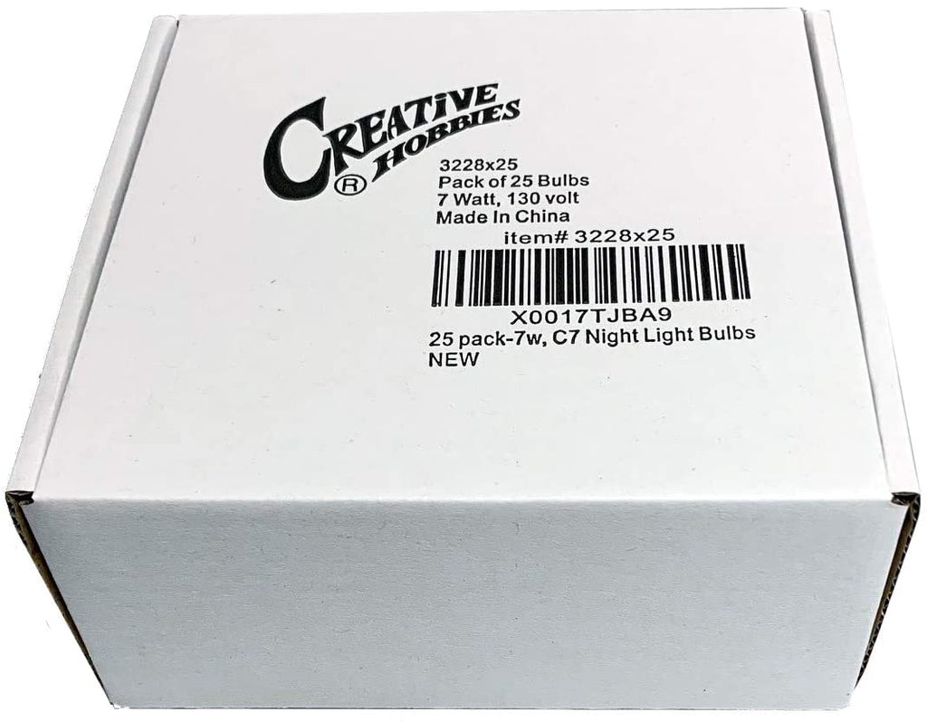3228x25 (25 pack) - 7C7/CL, 7 Watt, C7 Night Light, Longer Life 130 Volt, Clear, E12 Candelabra Base, Incandescent Light Bulb, 25 Pack