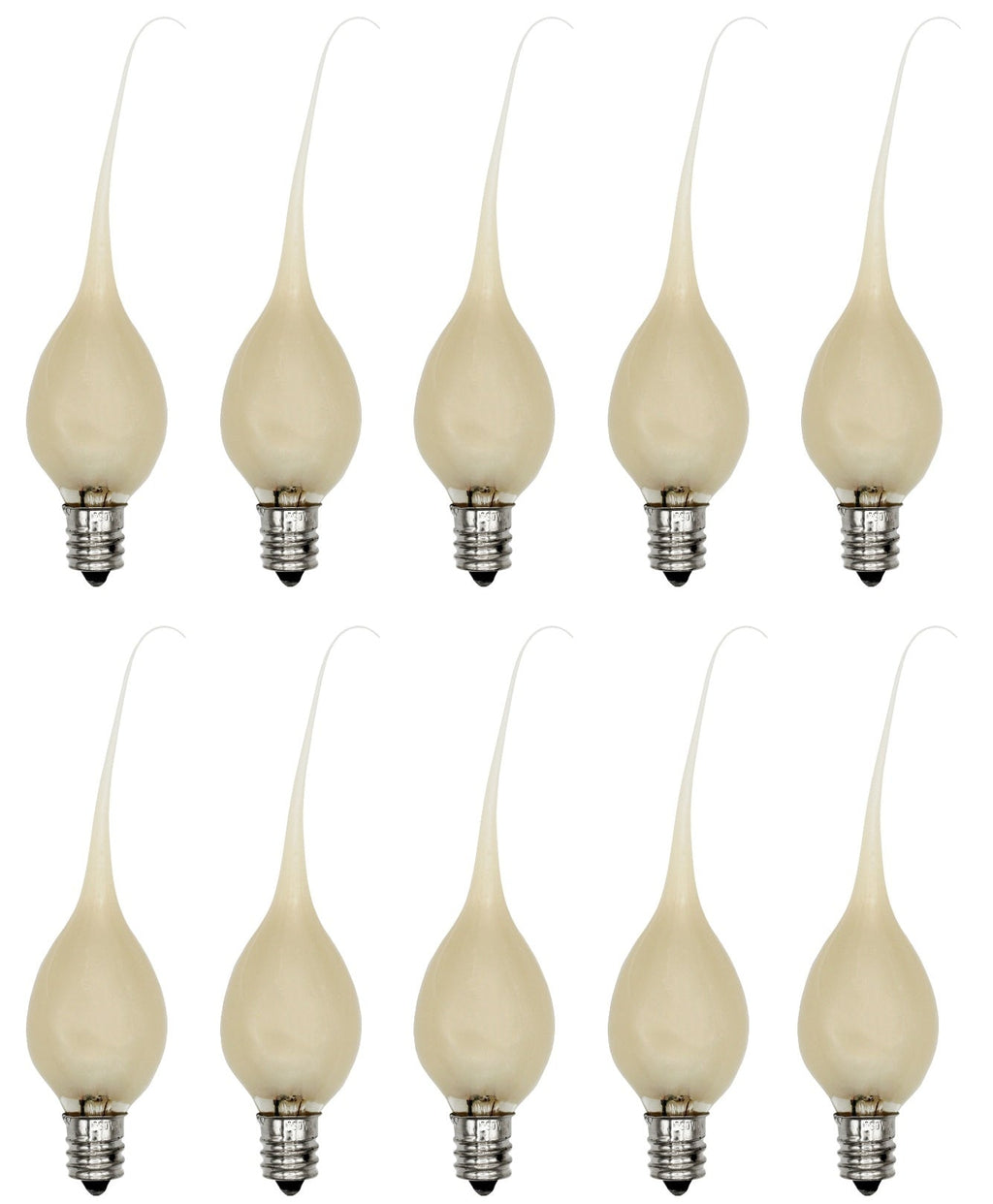 Country Style Silicone Dipped Candle Light Bulbs (Pkg of 10 Bulbs) ~ 5 Watt Pearlized Silicone, Gold Glow