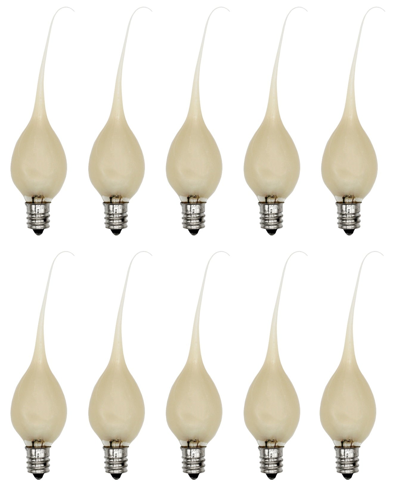 Country Style Silicone Dipped Candle Light Bulbs (Pkg of 10 Bulbs) ~ 5 Watt Pearlized Silicone, Gold Glow