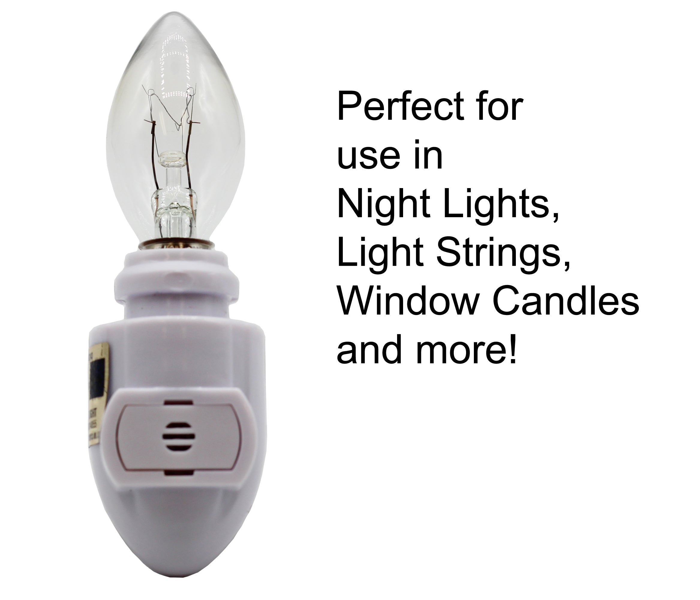 3228x25 (25 pack) - 7C7/CL, 7 Watt, C7 Night Light, Longer Life 130 Volt, Clear, E12 Candelabra Base, Incandescent Light Bulb, 25 Pack