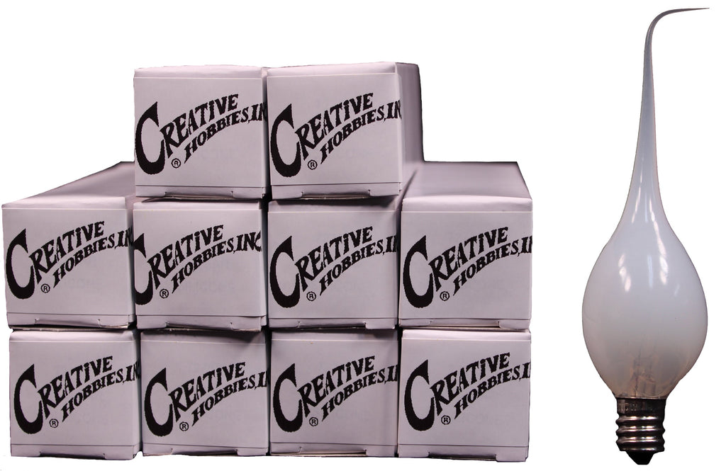 10 Pack - Silicone Dipped Electric Candle Lamp Chandelier Light Bulbs, Individually Boxed, 7 Watt