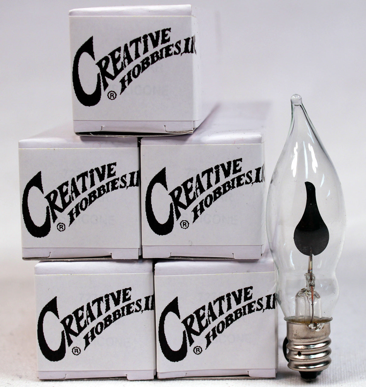 A101 Flicker Flame Light Bulb -3 Watt, Flame Shaped, Nickel Plated Base,- Dances with a Flickering Orange Glow - Box of 10 Bulbs