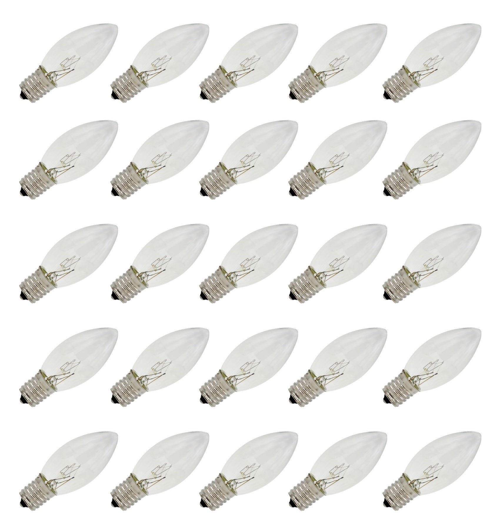 Creative Hobbies Box of 25 Clear Blinker Light Bulbs, C9 Intermediate Base, Random Blinking - 7 Watt - E17 Base - Great for Holiday Lighting